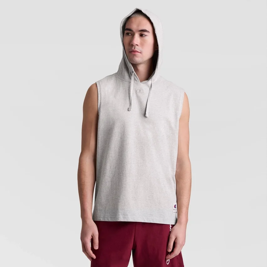 Camisola com capuz sem mangas, C Logo bordado
