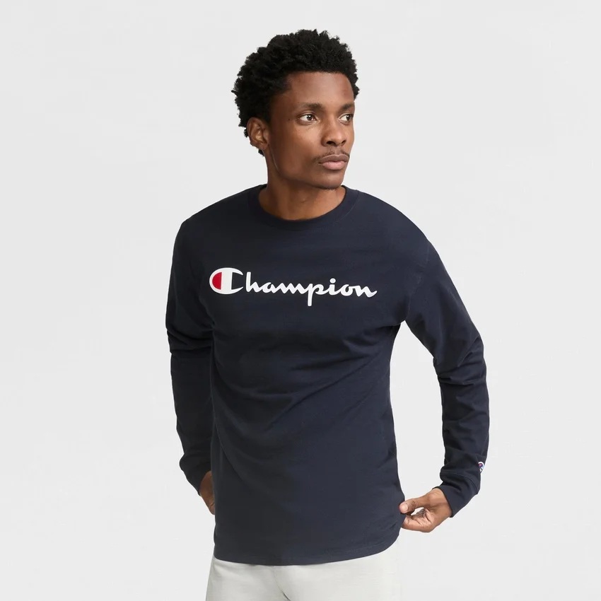 Camisola de manga comprida com grafismo clássico, Script Logo