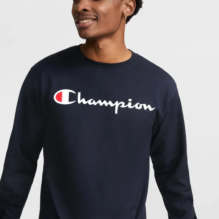 Camisola de manga comprida com grafismo clássico, Script Logo