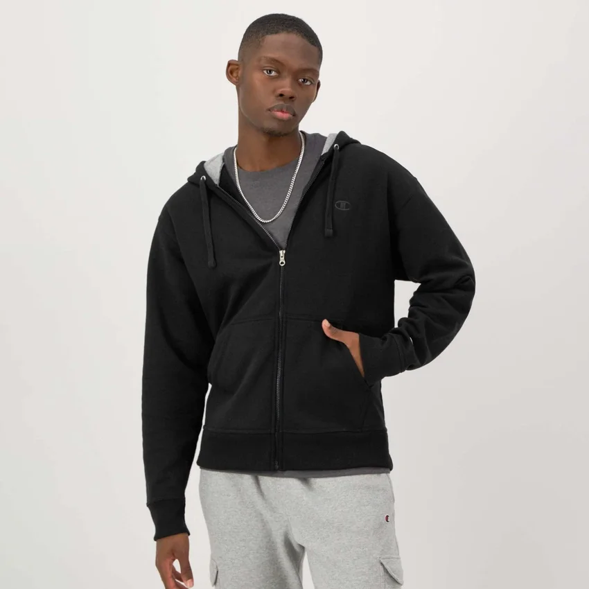 Hoodie Powerblend com capuz com fecho completo, C Logo