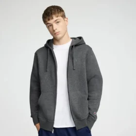 Hoodie Powerblend com capuz com fecho completo, C Logo