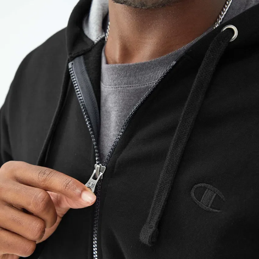 Hoodie Powerblend com capuz com fecho completo, C Logo