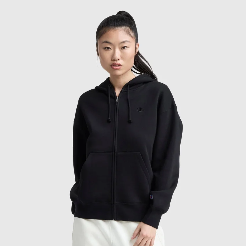Hoodie Powerblend com capuz e fecho em malha, C Logo