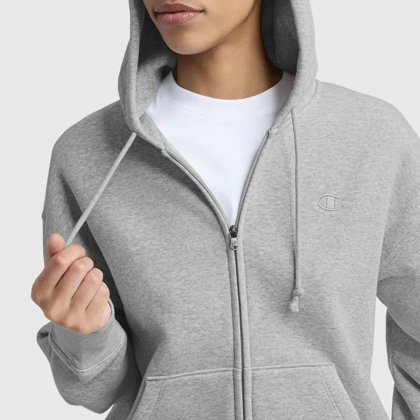 Hoodie Powerblend com capuz e fecho em malha, C Logo