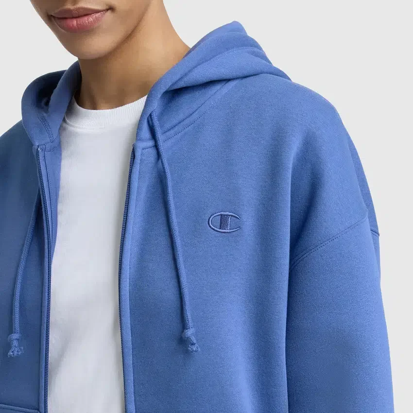 Hoodie Powerblend com capuz e fecho em malha, C Logo
