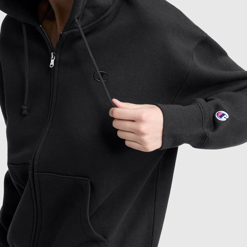 Hoodie Powerblend com capuz e fecho em malha, C Logo