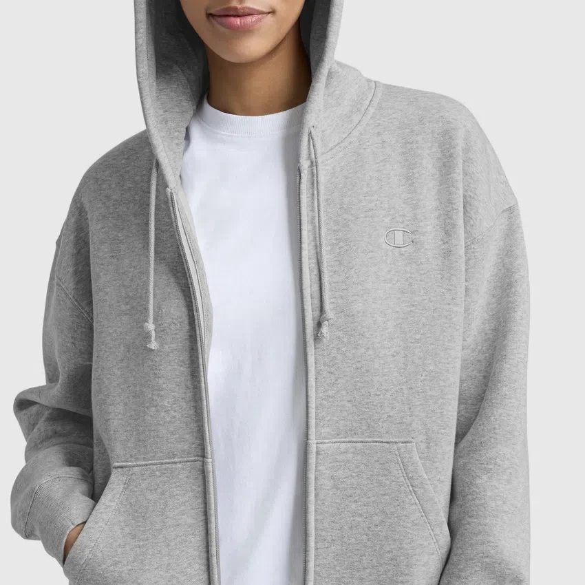 Hoodie Powerblend com capuz e fecho em malha, C Logo