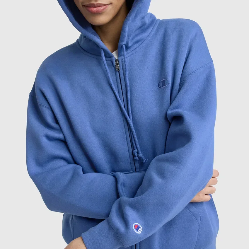 Hoodie Powerblend com capuz e fecho em malha, C Logo