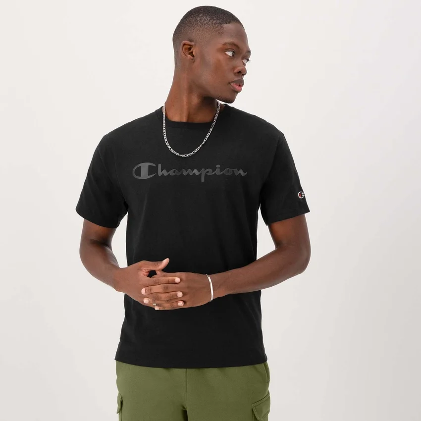 T-shirt com grafismo clássico, Script Logo em letra cursiva tonal